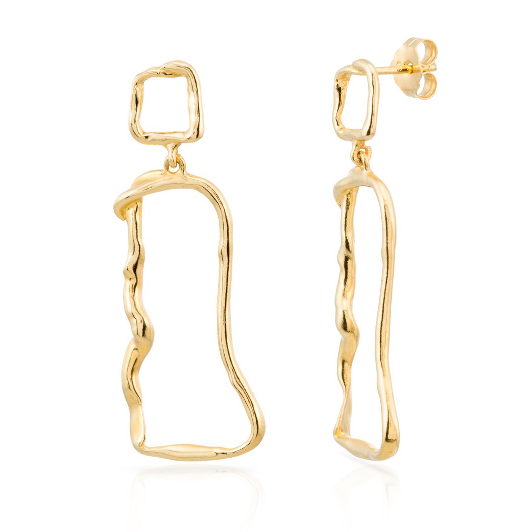 pendientes nudo rectangulo gold