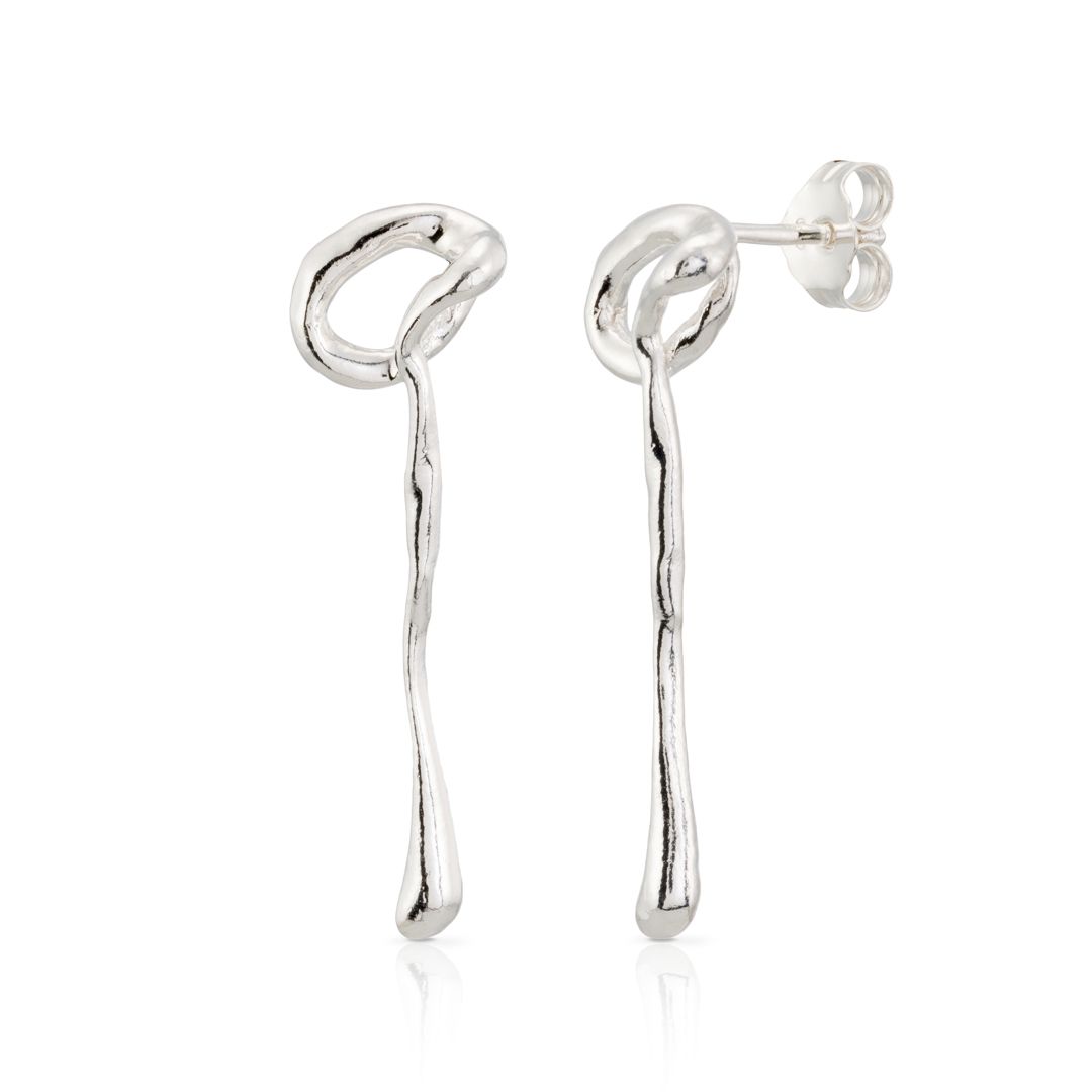 pendientes nudo gota plata